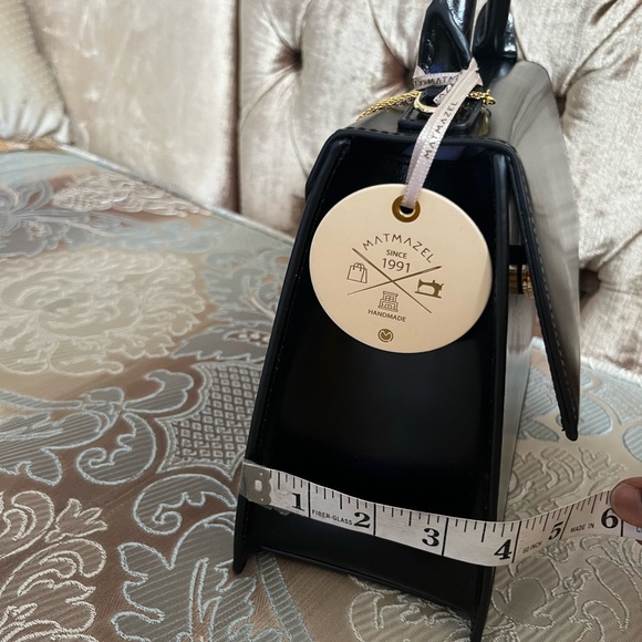 NWT Authentic Matmazel Designed black leather hand bag . - Picture 7 of 8